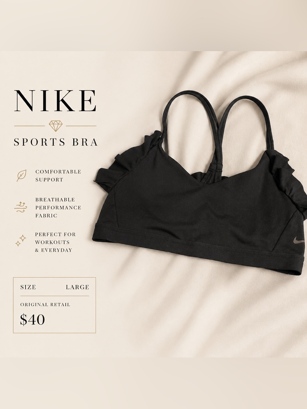 Nike Black Women's Sports Bra with Thin Straps